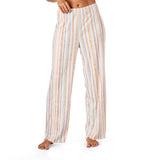 Striped pajama pants worn by a person on a white background. Available at Be Charmed
