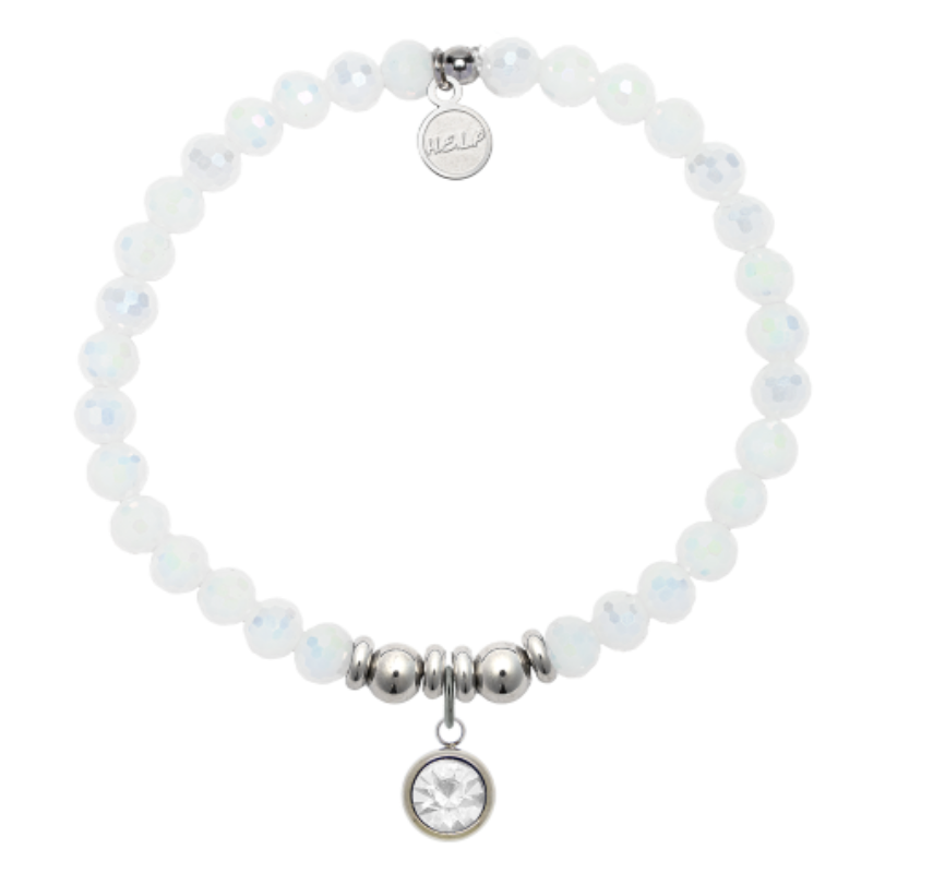 Help by TJ April White Crystal Birthstone