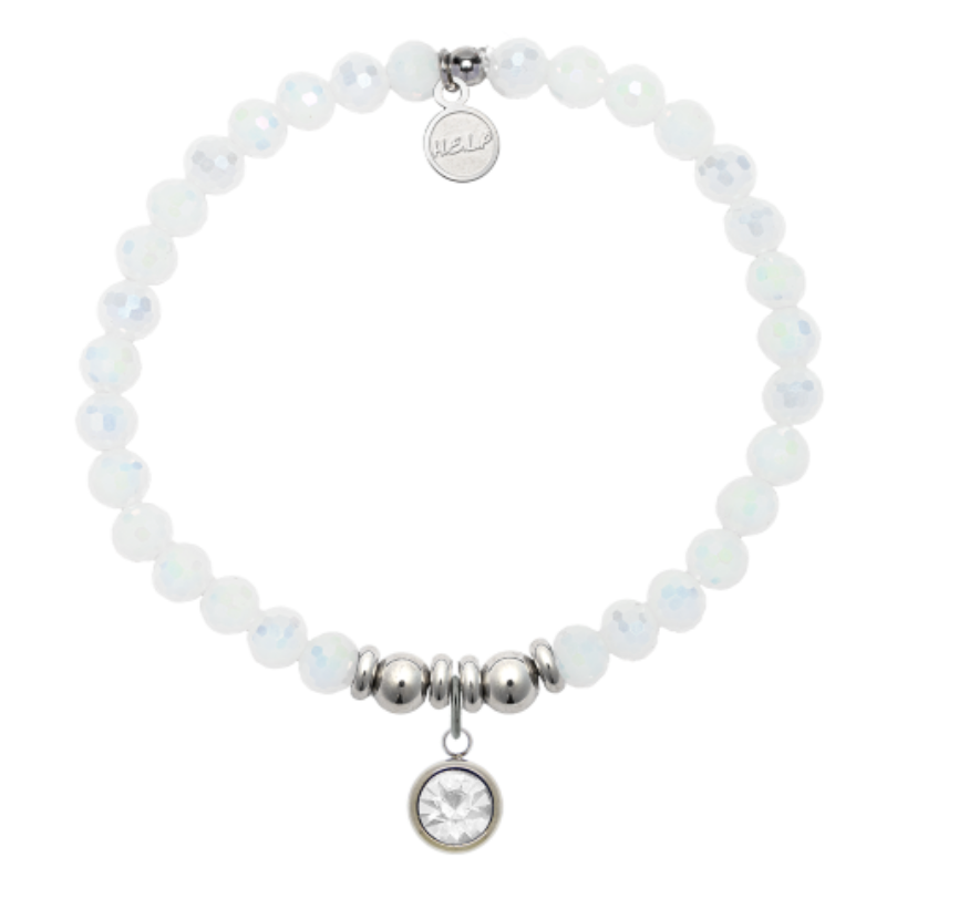 Help by TJ April White Crystal Birthstone