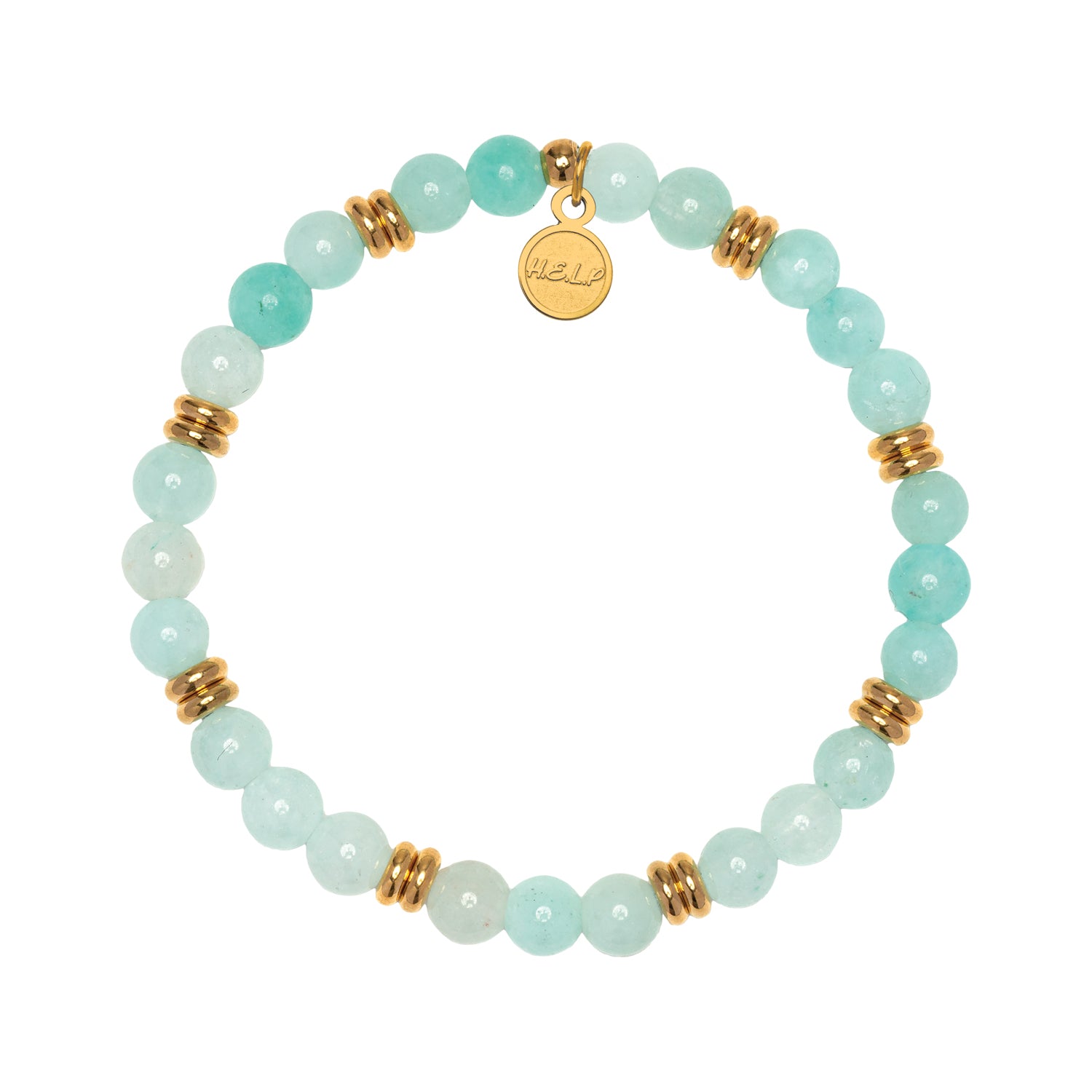 Help by TJ Aqua Crystal Bracelet Soul Stacker Gold