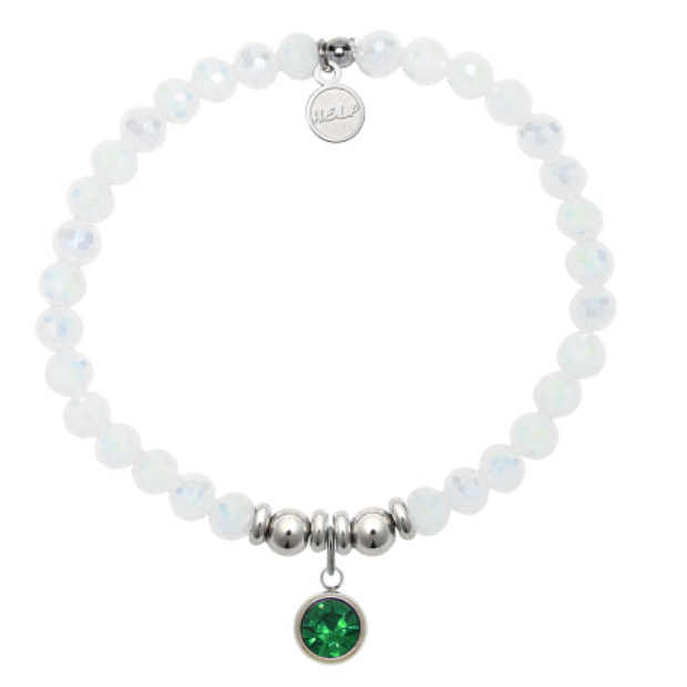 Help by TJ May White Crystal Birthstone