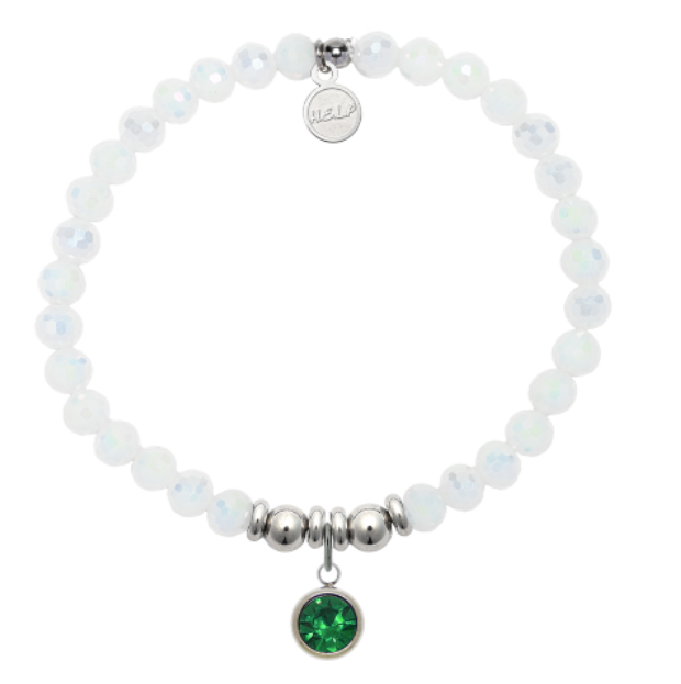 Help by TJ May White Crystal Birthstone