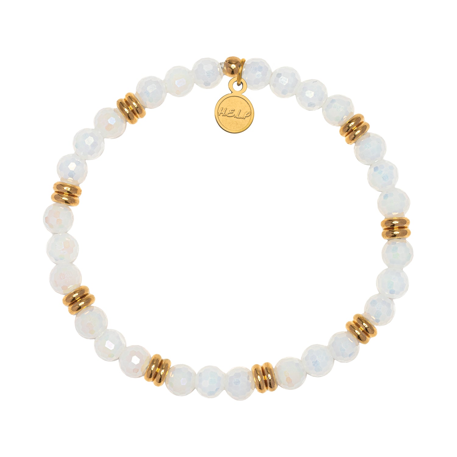 Help by TJ White Crystal Bracelet Soul Stacker Gold