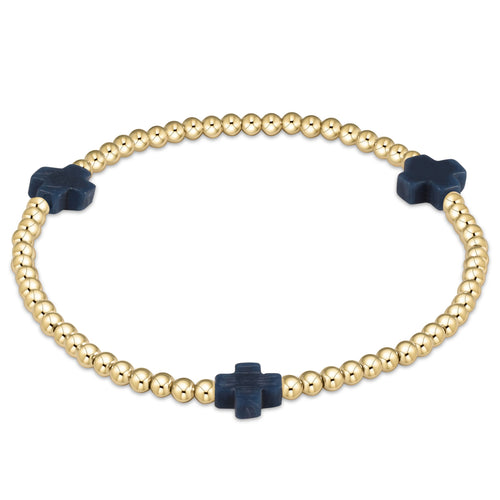 enewton Extends Signature Cross Gold 3mm Bead Bracelet Navy