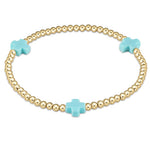 enewton Signature Cross Gold Pattern 3mm Bead Bracelet Turquoise