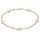 enewton Signature Cross Small Gold 2mm Off White Bracelet