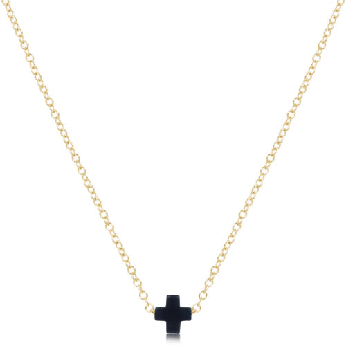 enewton Signature Cross Small Gold 16" Navy Necklace