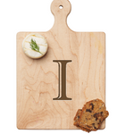 Maple Leaf 9x6 Initial Board I with Spreader. Personalized wooden serving board with monogram design. Perfect gift. Available at Be Charmed.