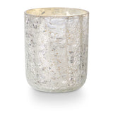 Silver textured candle holder on a white background. Available at Be Charmed