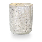 Silver textured candle holder on a white background. Available at Be Charmed