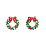 Cuties Enameled Wreaths w/Crystal Earrings featuring festive holiday wreath designs with sparkling crystals available at Be Charmed