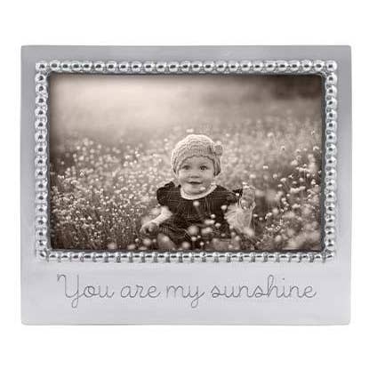 Mariposa beaded 4x6 frame You Are My Sunshine featuring a handcrafted recycled aluminum border with delicate bead detailing available at Be Charmed