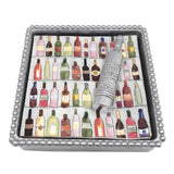 Mariposa Beaded Napkin Box Wine Bottle featuring a handcrafted recycled aluminum napkin holder with a wine bottle motif available at Be Charmed