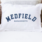 Rustic Marlin 12 x 18 pillow in varsity blue featuring a decorative collegiate-style design available at Be Charmed