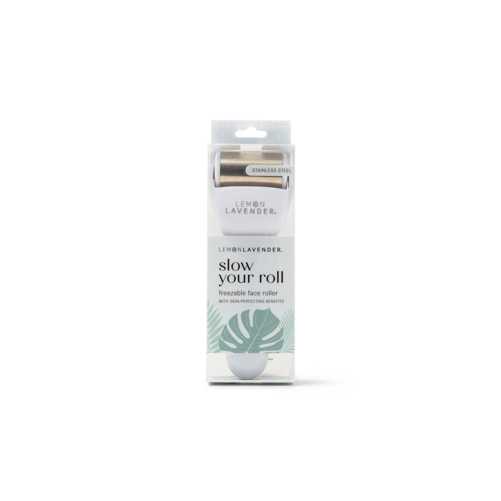 In Box Lemon Lavender Freezable Face Roller soothing cooling skincare – Available at Be Charmed