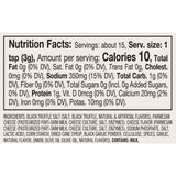 Nutrition facts label for Truffle Parmesan + Black Garlic Seasoning with detailed information on calories, ingredients, and nutritional values.