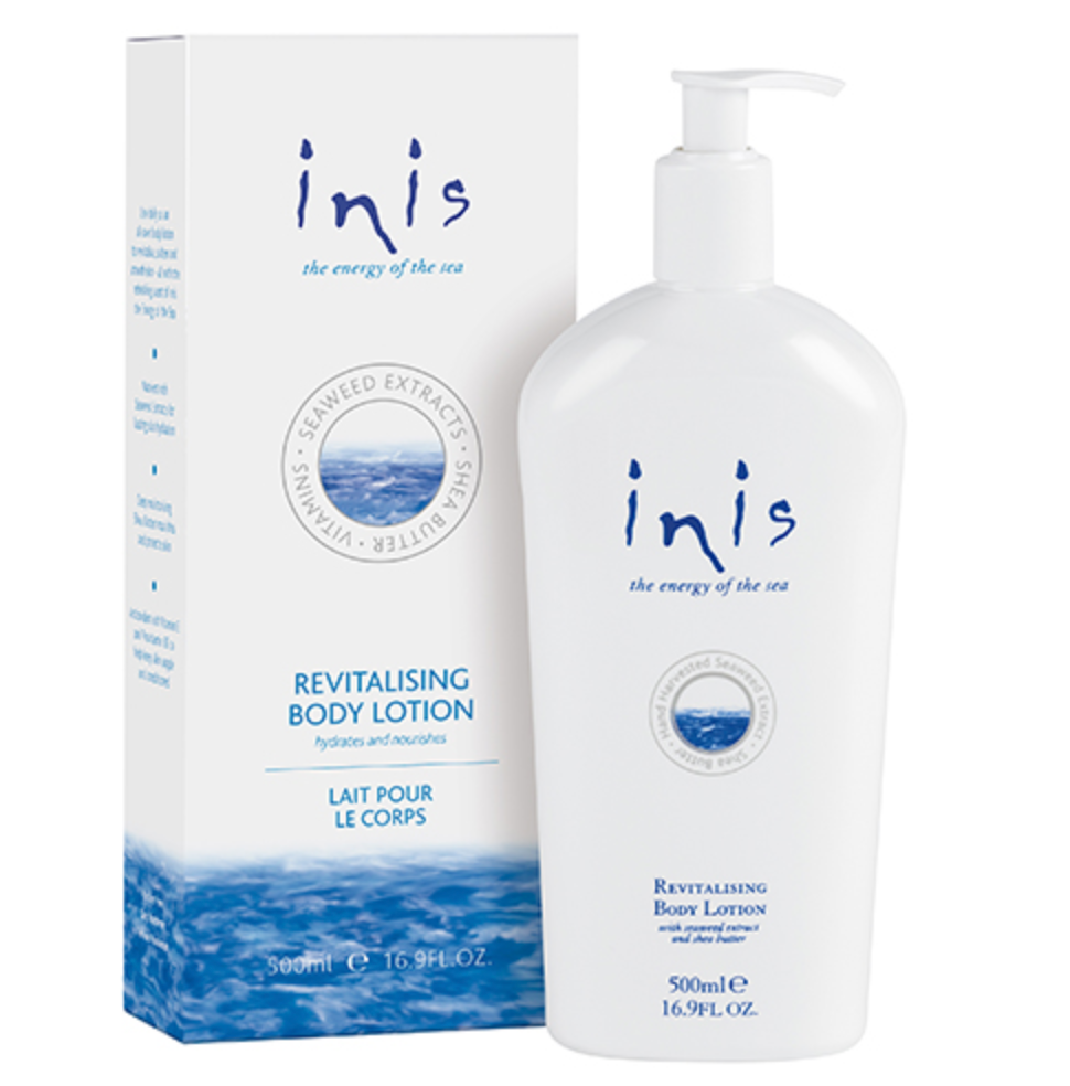Inis Energy of the Sea Body Lotion – large size, hydrating lotion with fresh, ocean-inspired fragrance. Available at Be Charmed.