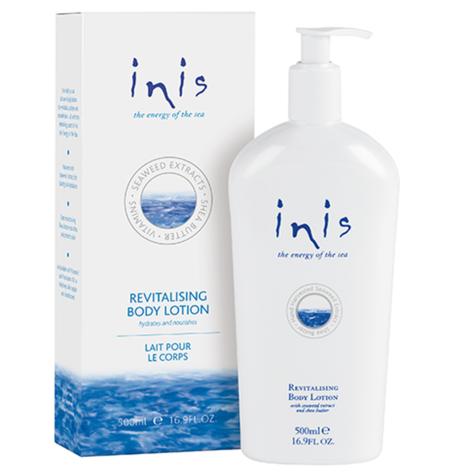 Inis Energy of the Sea Body Lotion – large size, hydrating lotion with fresh, ocean-inspired fragrance. Available at Be Charmed.