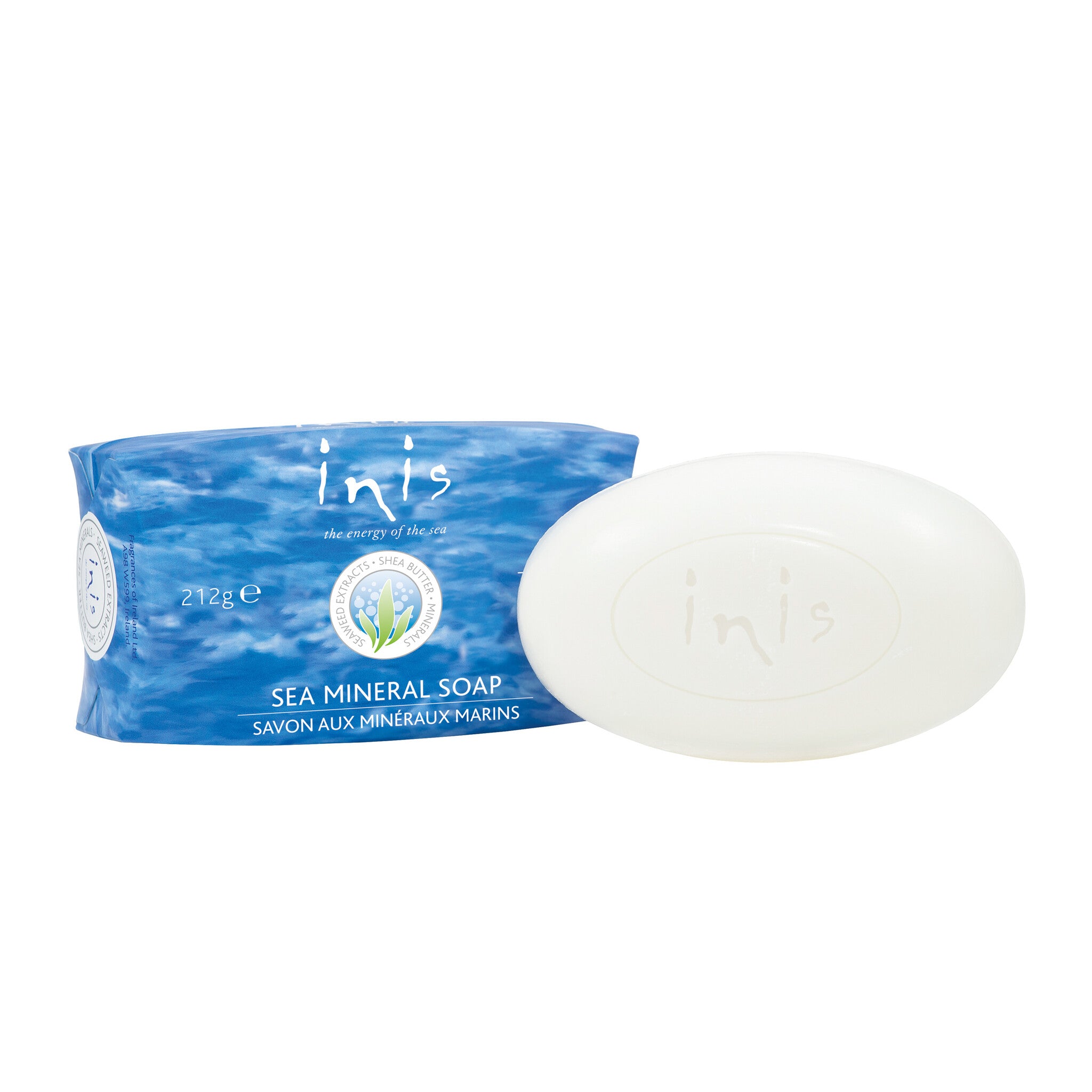 Inis Large Sea Mineral Soap – nourishing, ocean-inspired bar soap. Available at Be Charmed.
