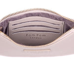 Inside Pom Pom London Chelsea Coin Purse – premium handcrafted leather zip purse for coins and cards. Compact and stylish. Available at Be Charmed.