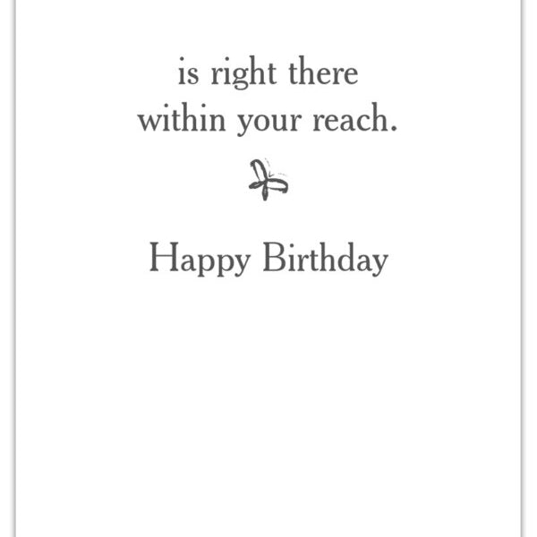 Inside message of Birthday Card – artistic card with hand reaching for a rose illustration and heartfelt birthday message, meaningful and elegant, available at Be Charmed