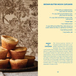 Brown butter mochi cupcakes with a recipe card on the right side.Available at Be Charmed