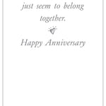 Inside of Anniversary Card – elegant greeting card with heart-shaped shutters artwork and heartfelt anniversary sentiment inside, available at Be Charmed