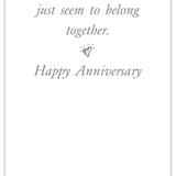 Inside of Anniversary Card – elegant greeting card with heart-shaped shutters artwork and heartfelt anniversary sentiment inside, available at Be Charmed
