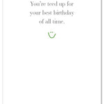Inside of Birthday Card – playful illustration of a boy swinging a golf club with a fun birthday greeting, perfect for young golfers and sports fans, available at Be Charmed
