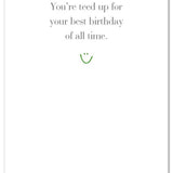 Inside of Birthday Card – playful illustration of a boy swinging a golf club with a fun birthday greeting, perfect for young golfers and sports fans, available at Be Charmed