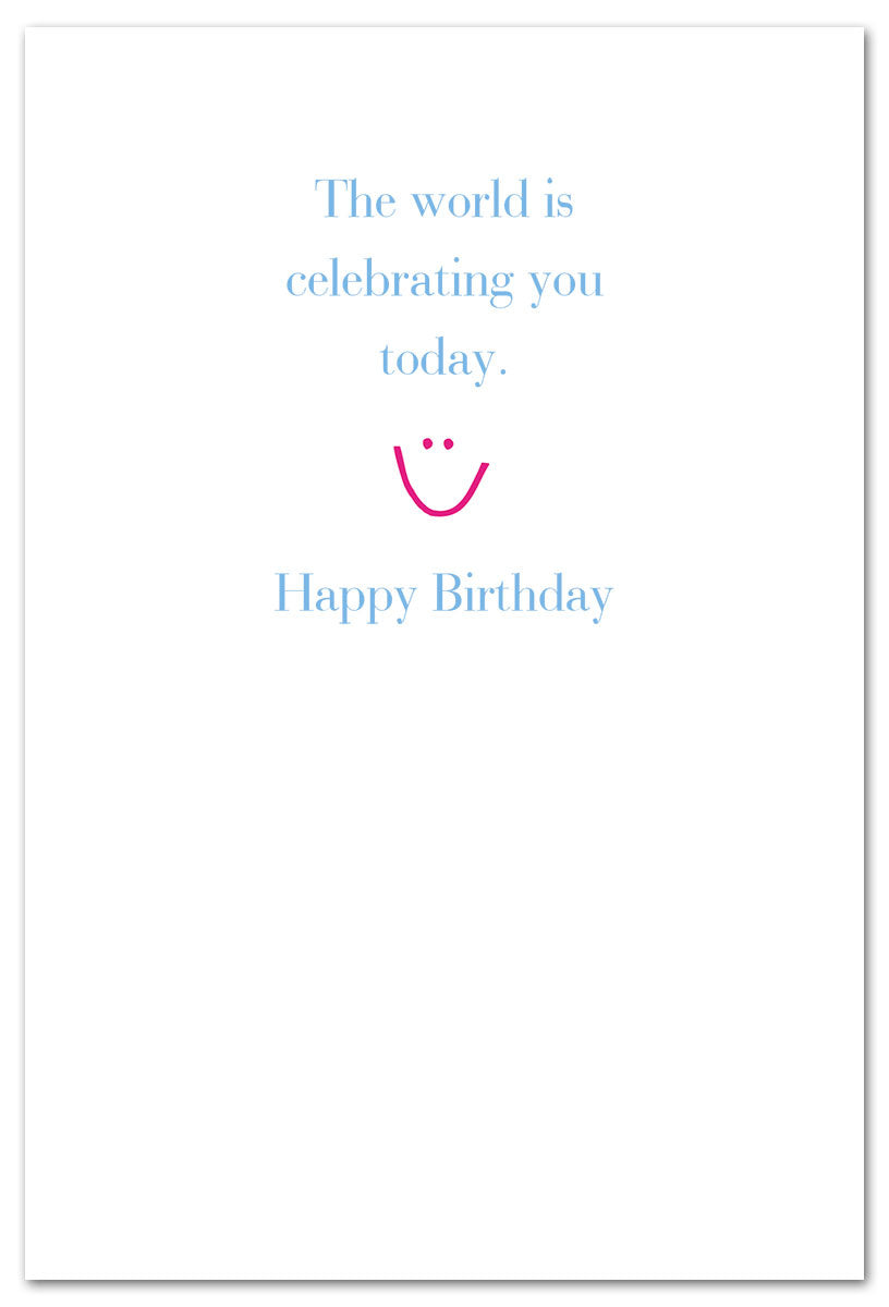 Inside of Be Charmed birthday card “Girl in Striped Socks” – whimsical illustration of a girl wearing colorful striped socks, playful design perfect for celebrating birthdays, available at Be Charmed.