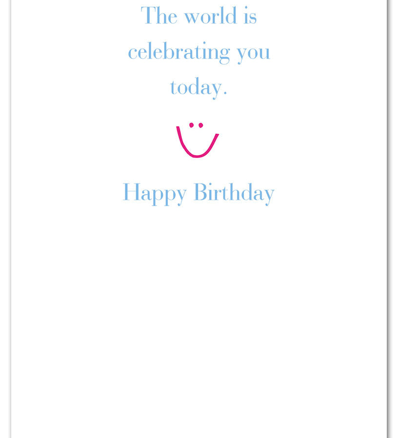 Inside of Be Charmed birthday card “Girl in Striped Socks” – whimsical illustration of a girl wearing colorful striped socks, playful design perfect for celebrating birthdays, available at Be Charmed.