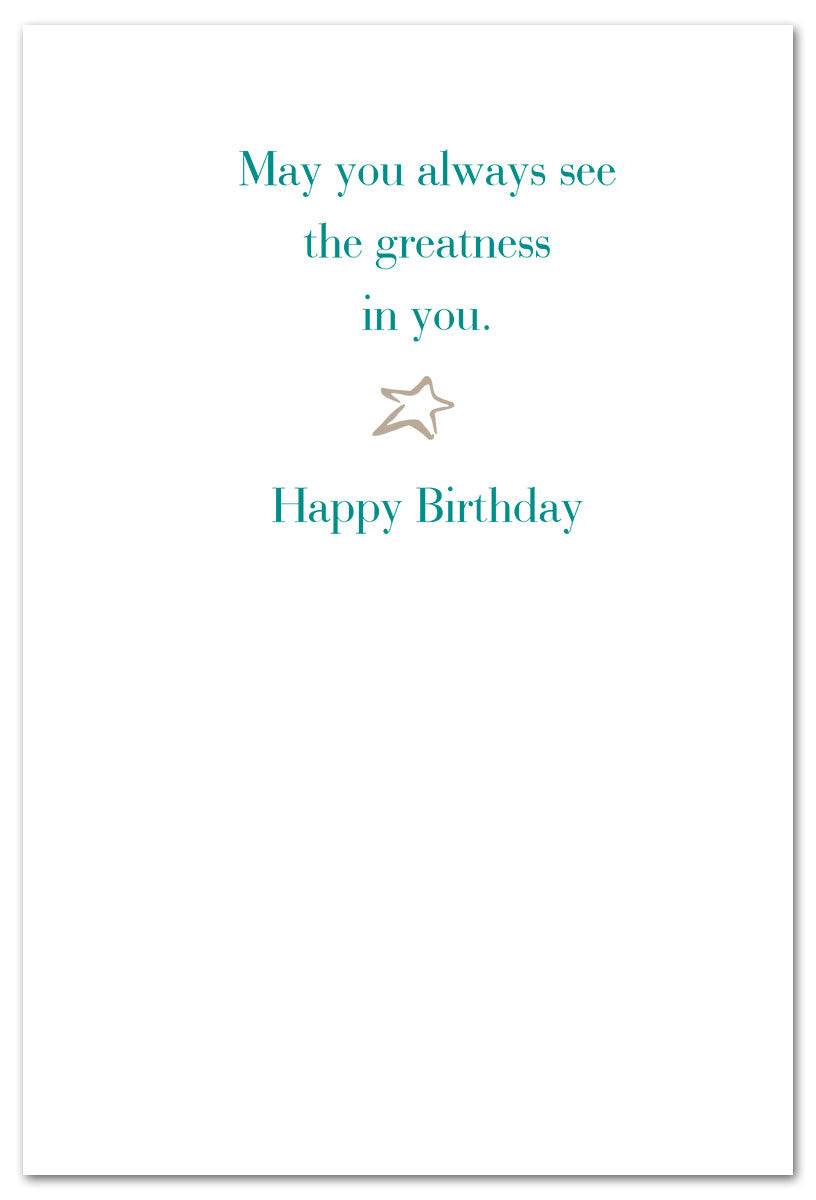 Inside of Birthday Card – nostalgic illustration of young girl on a rocking horse with a warm birthday message honoring childhood joy, available at Be Charmed