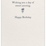 Inside of Alt Text: Cardthartic “Hummingbirds” birthday card with vibrant hummingbird illustration and floral accents, available at Be Charmed for elegant celebrations
