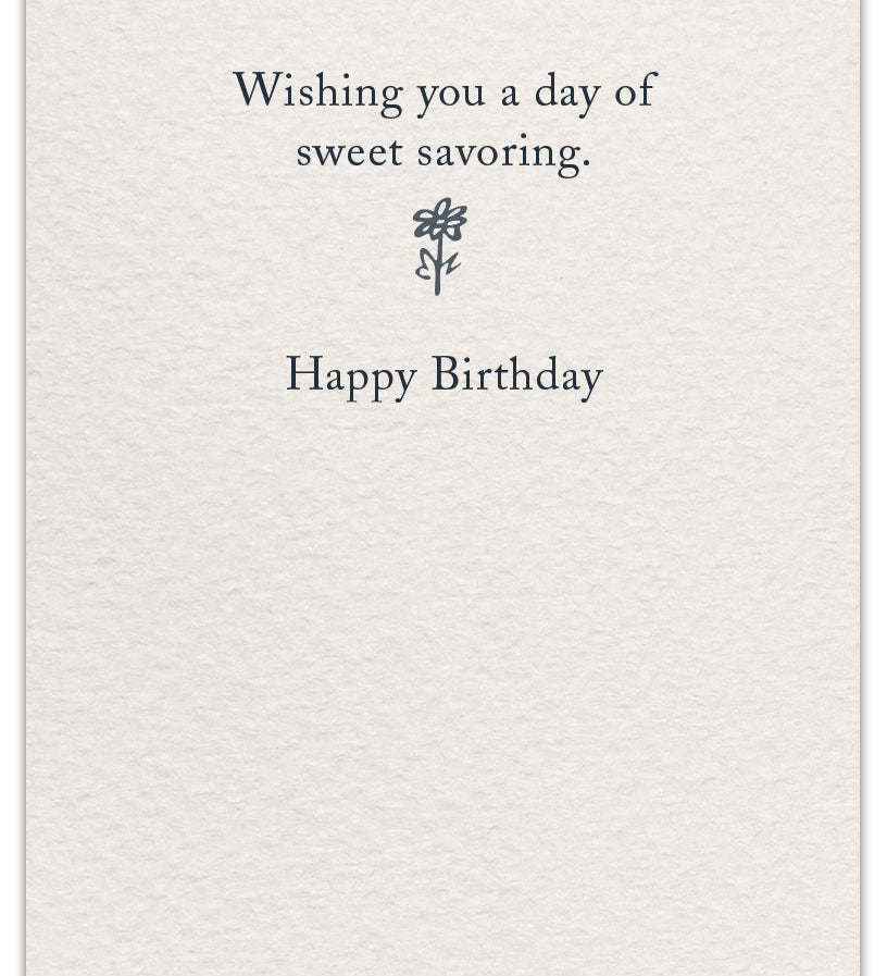 Inside of Alt Text: Cardthartic “Hummingbirds” birthday card with vibrant hummingbird illustration and floral accents, available at Be Charmed for elegant celebrations