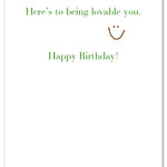 Inside of Be Charmed birthday card “One in Every Family” – whimsical design with playful typography and colorful accents, perfect for celebrating loved ones, available at Be Charmed.