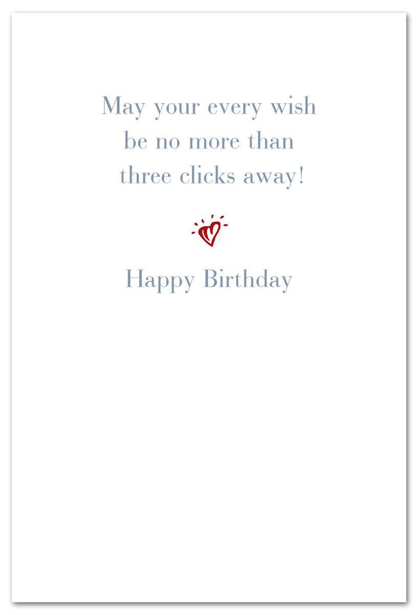 Inside of Birthday Card – whimsical ruby slippers illustration with an inspiring birthday message celebrating magic, dreams, and special wishes, available at Be Charmed