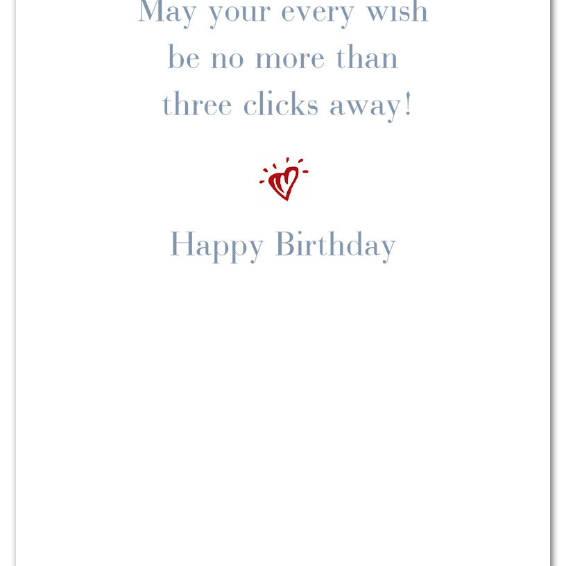 Inside of Birthday Card – whimsical ruby slippers illustration with an inspiring birthday message celebrating magic, dreams, and special wishes, available at Be Charmed