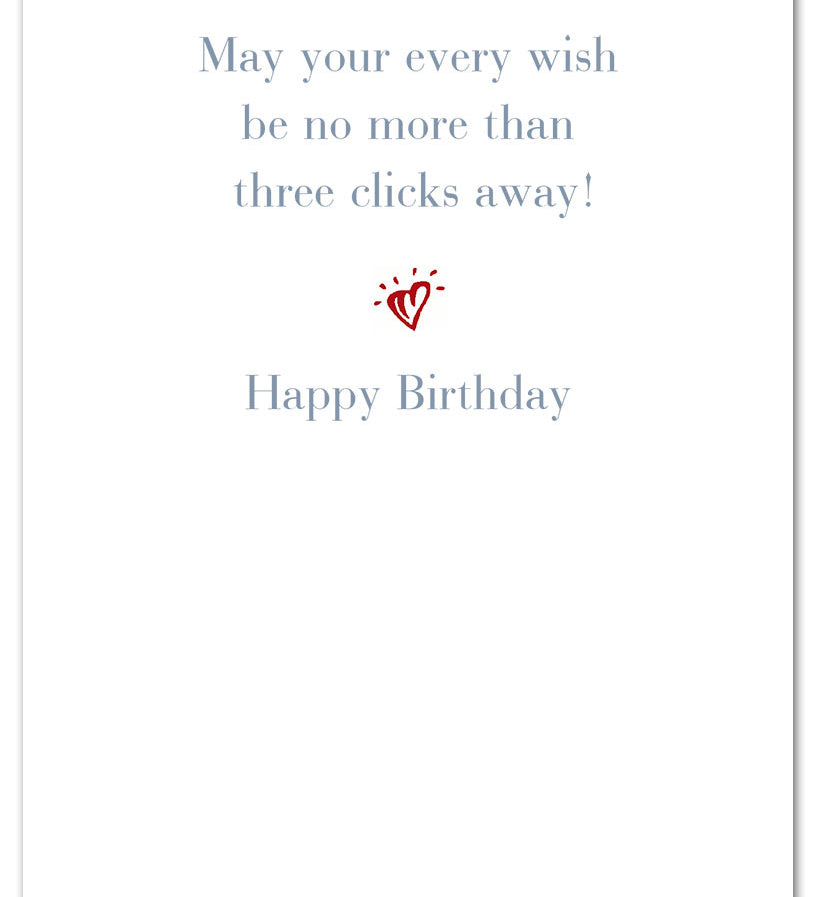 Inside of Birthday Card – whimsical ruby slippers illustration with an inspiring birthday message celebrating magic, dreams, and special wishes, available at Be Charmed