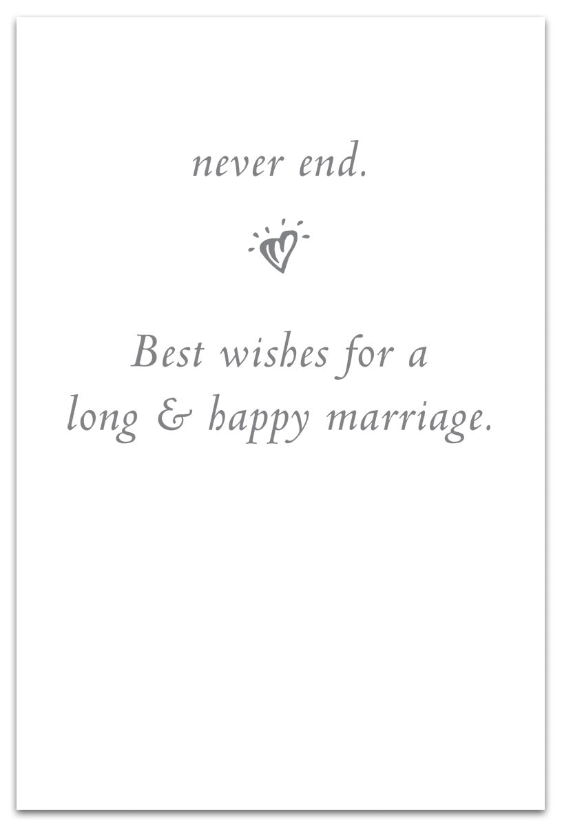 Inside of Wedding Card – elegant illustration of white lilies and a chapel with a heartfelt message celebrating love, union, and faith, available at Be Charmed