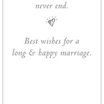 Inside of Wedding Card – elegant illustration of white lilies and a chapel with a heartfelt message celebrating love, union, and faith, available at Be Charmed