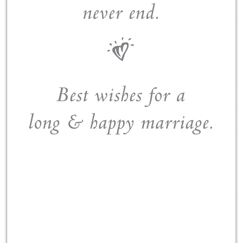 Inside of Wedding Card – elegant illustration of white lilies and a chapel with a heartfelt message celebrating love, union, and faith, available at Be Charmed