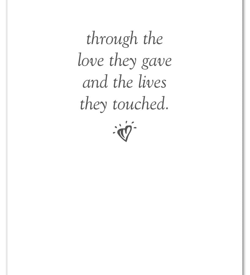Inside of Condolence Card – tranquil garden path and urn illustration with heartfelt sympathy message for honoring a life and offering comfort, available at Be Charmed