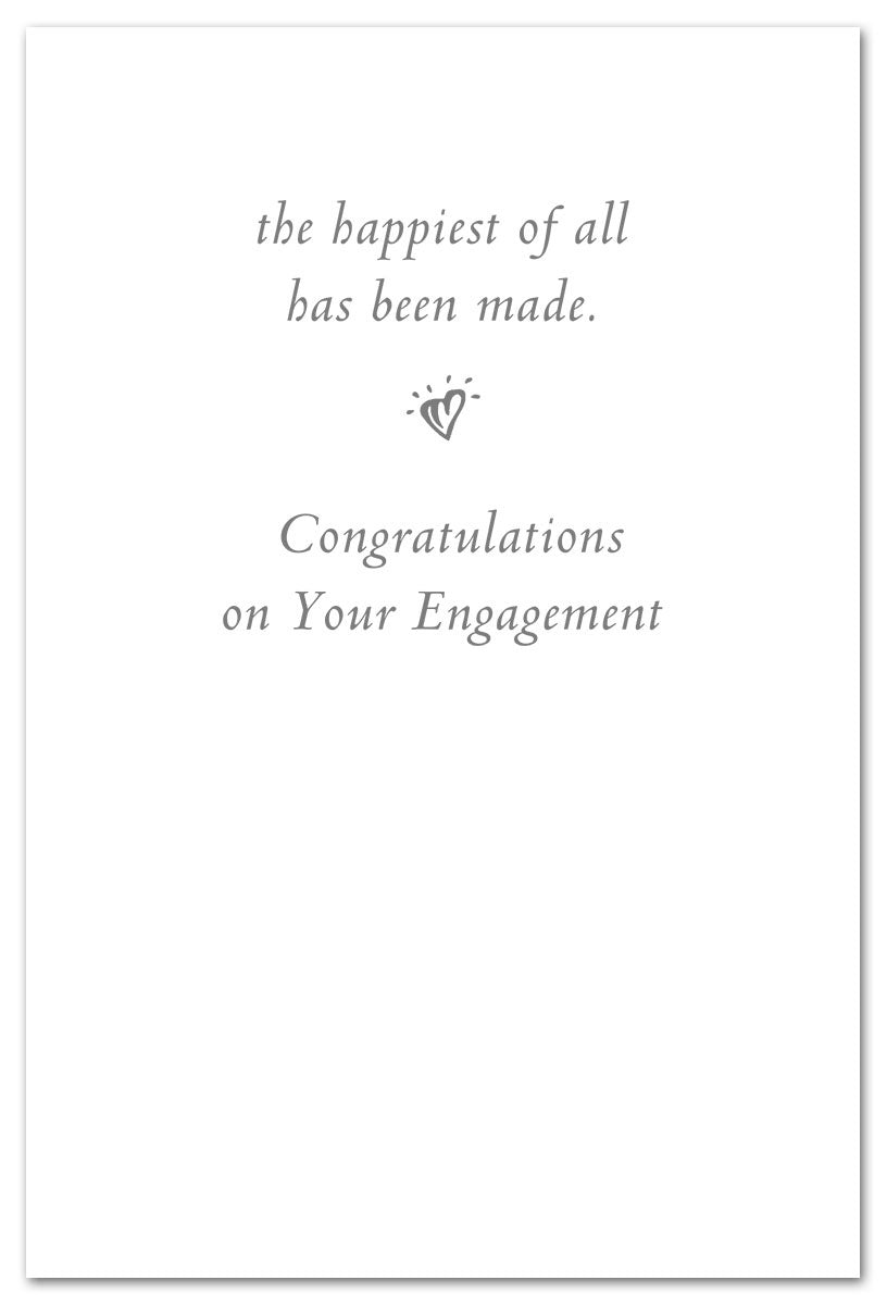 Inside of Engagement Card – elegant wedding bouquet illustration with a heartfelt message celebrating love, commitment, and new beginnings, available at Be Charmed