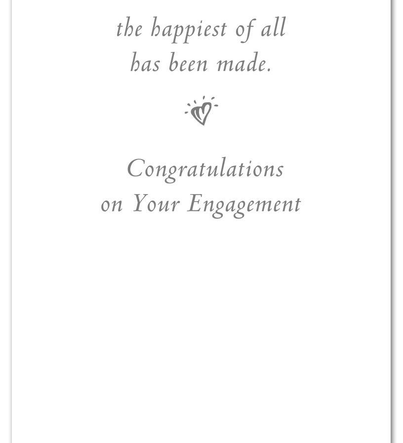 Inside of Engagement Card – elegant wedding bouquet illustration with a heartfelt message celebrating love, commitment, and new beginnings, available at Be Charmed