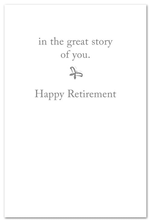 Inside of Retirement Card Book & Coffee by Cardthartic featuring warm illustration of a book and coffee, symbolizing relaxation and new beginnings; available at Be Charmed