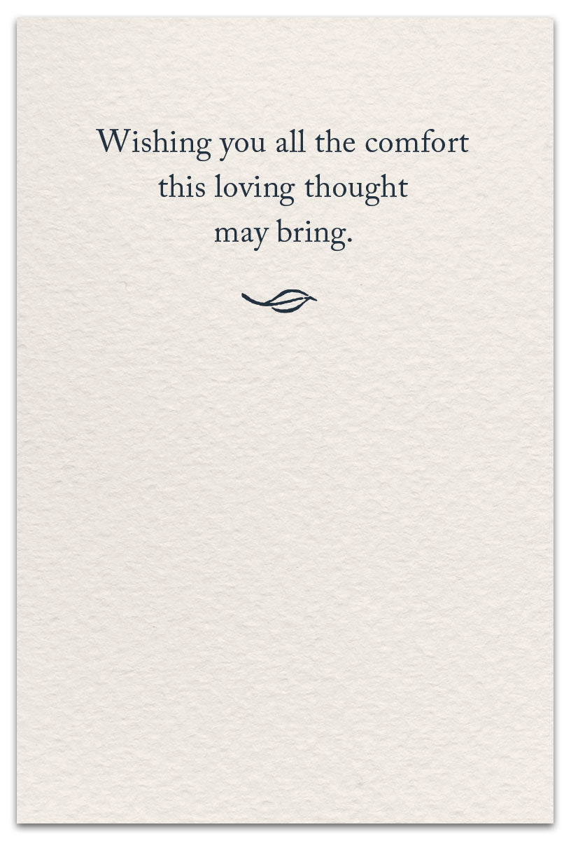 Inside of Cardthartic Sympathy Card “Peace Lilies” with delicate floral design and heartfelt message, available at Be Charmed for sincere condolences