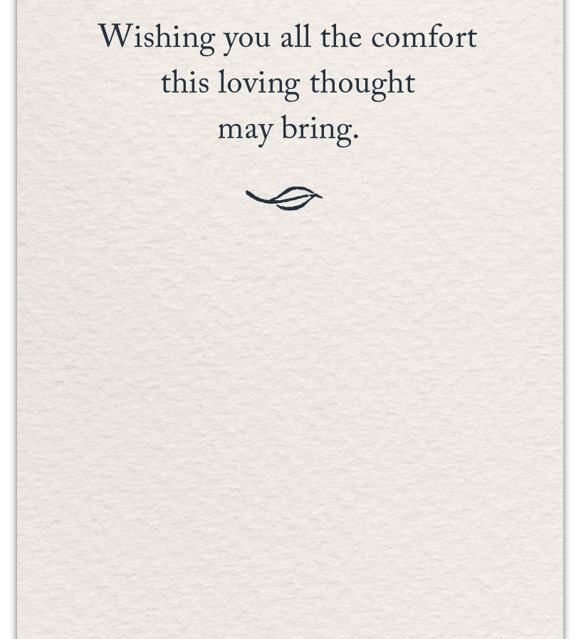 Inside of Cardthartic Sympathy Card “Peace Lilies” with delicate floral design and heartfelt message, available at Be Charmed for sincere condolences