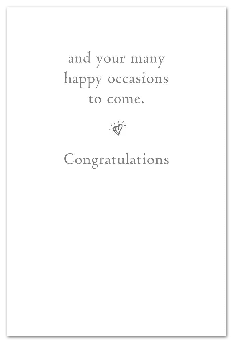Inside of Wedding Card – elegant champagne glasses and lavender illustration with a romantic message to celebrate a couple’s special day, available at Be Charmed