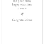 Inside of Wedding Card – elegant champagne glasses and lavender illustration with a romantic message to celebrate a couple’s special day, available at Be Charmed